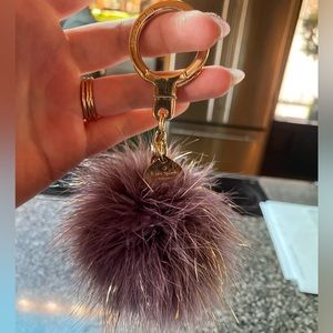 Kate spade boa feather pom Pom keychain fob